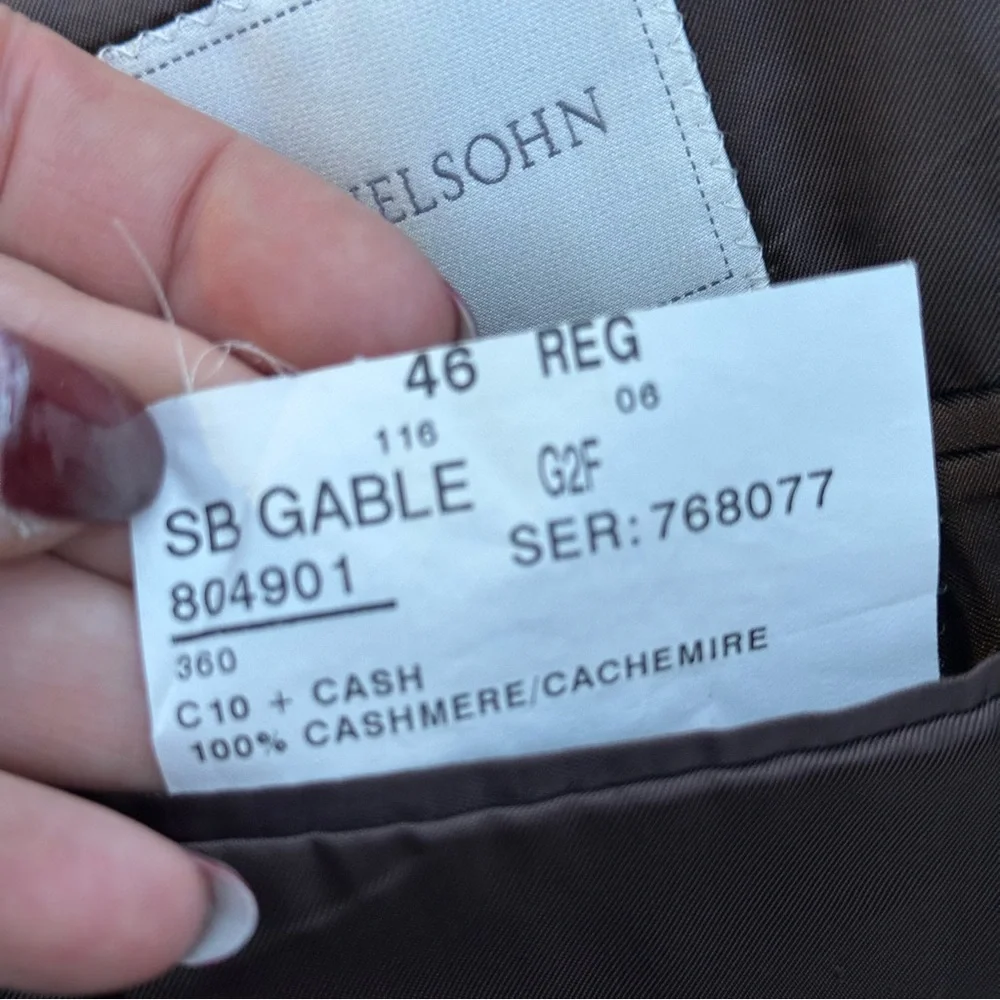 Samuelsohn Gable Brown CASHMERE Sport Coat Jacket 46 R